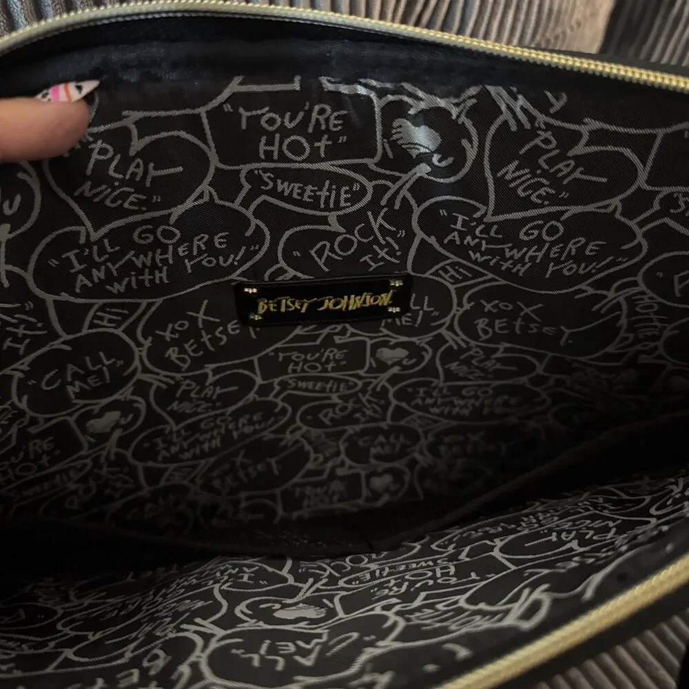 Betseyville Navy Heart Quilted Laptop Case Bag Studded Betsey Johnson Quirky